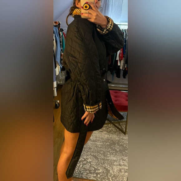 Burberry Winter Coat Black with pattern inside and belt size XL new with tags - Picture 5 of 15